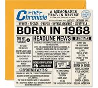 57th Birthday Cards for Men Women - Born In 1968 Newspaper - Happy 57 Birthday Card for Mum Dad Uncle Aunt Vintage Retro Back In 1968, 145mm Bday Greeting Cards
