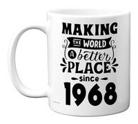 57th Birthday Mug Gift for Men Women - Making the World a Better Place Since 1968 - Happy 57 Birthday Gifts for Grandad Grandma Nan Retro Back In 1968 Age Fifty-Seven Bday, 11oz Ceramic Coffee Mugs
