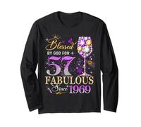 57th Birthday Queen Blessed by God 57 Fabulous Since 1969 Long Sleeve T-Shirt