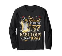 57th Birthday Queen Blessed by God 57 Fabulous Since 1969 Long Sleeve T-Shirt