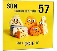 57th Son Birthday Card for Son - Cheese Pun Funny Son's Birthday Card for 57 Year old fifty seventh, fifty seven