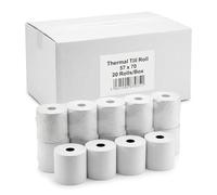 57x70mm Thermal Paper Rolls x20 Rolls for POS Cash Receipt Printers, Thermal Till Roll Bulk Cases for Credit Card POS Receipt Machines, Compatible with All Devices.