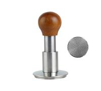 58.5mm Wooden The Force Tamper Coffee Tamper Constant Pressure Coffee Impact Tamper with Calibrated Spring Loaded Barista Tool(Silver Waffle Base)