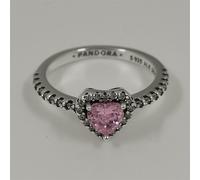 (58) pandora elevated pink heart ring s925 silver