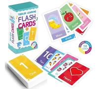 58 Pcs Baby Flash Cards - First Words Flash Cards for Kids - Double Sided Printed 7 in 1 Colorful Cards Alphabet - ABC Learning Resources For 3 4 Year Olds