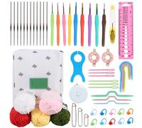 58 Pcs Crochet Kits Crochet Hooks Set for Beginners Adults,Ergonomic Crochet Soft Grip Handle,DIY Weave Yarn Kits and Accessories, Lace Steel Needles 0.6-1.9 mm,Ergonomic Crochet Hooks 2.0-6.0 mm