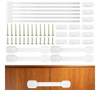 58 Pcs Cupboard Locks for Children, Child Locks for Kitchen Cupboards,No Drill Safety Lock,Easy Install with Adhesive, Adjustable Baby Proofing for Cabinets, Drawers, Fridge,Toilet (White)