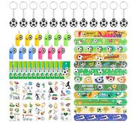 58 Pcs Football Party Bag Fillers for Kids 12 Slap Bracelet 10 Sheets Temporary Tattoos for Kids 12 Football Party Bags 12 Keychains 12 Whistles Soccer Party Supplies Mini Toys for Birthday Christmas