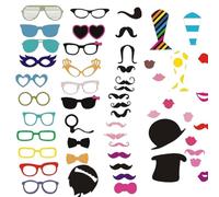 58 Pcs Funny Birthday Photo Booth Props, Movie Photo Props Set, Photobooth Party Prop, DIY Selfie Accessories for Wedding, Birthday, Movie Theme Party Supplies Souvenir Decorations