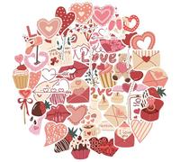 58 Pcs Heart Shape Love Stickers, Waterproof Vinyl Stickers for Valentine's Day, Weddings, Luggage, Laptop & Gift Decorations