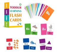 58 Pcs Toddler Learning Flash Cards, Embedded Pictograph Mnemonic Alphabet Flash Cards, Double-Sided Educational Card for Toddlers to Learn Letters, Colours, Numbers and Shapes