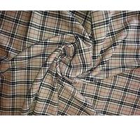 58" wide Poly Viscose Tartan Dress Fabric Beige Check - per metre
