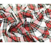 58" wide Poly Viscose Tartan Dress Fabric Red White Green Check - per metre