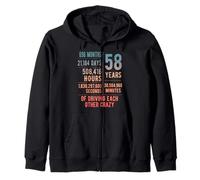 58 Years Married Funny 58th Wedding Anniversary Zip Hoodie