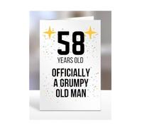 58 Years Old, Officially a Grumpy Old Man Card, Funny, Joke, Gift, 58th Happy Birthday, Presents for, Dad, Daddy, Grandad, Husband, Uncle, Him, Male, A5-164_30