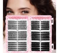 580 Pcs Cluster Eye Lashes Kit, Individual Eyelashes 30-40-50-60-80-100D in 9-16mm Mix for DIY Extensions,Fluffy Wispy Natural & Manga False Eyelashes Clusters for Women(30D-100D Cat Eye Eyelashes)