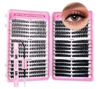 580 Pcs DIY Cluster Lashes Kit - Fluffy Eyelash Extensions in 8-16mm Mix for Custom Looks | Curly, Durable, 6 Sizes with 2-in-1 Lash Bond & Seal - Ideal for Women & Girls