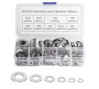 580 PcsWashers for Screws, Stainless Steel Flat Penny Washers for Bolts and Nuts, Metal Washer Assorted M2 M2.5 M3 M4 M5 M6 M8 M10 M12 Washer Set for Automotive Factories Repair
