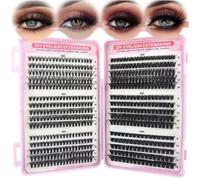 580 Pieces Individual Eyelashes 30-40-50-60-80-100D Cluster Lashes Kit DIY Eye Lashes Fluffy Russian Eyelashes Extensions Curly Durable Eyelash Clusters for Girls and Women
