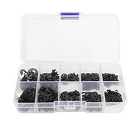 580Pcs E Circlip Washer Set Stainless Steel E Type Retaining Washer Kit with Storage Box for Industrial Machinery Automotive Repair and Maintenance 304 Stainless Steel M1.5 to M10 (Black)