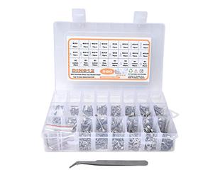 580Pcs Screws Nuts Washers Kit 304 Stainless Steel Cylindrical Head Hex Socket Screws, Organizer Box -, Multiple Sizes, Ideal for Home and Workshop Use