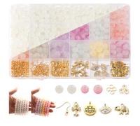 580Pcs UV Solar Magic Glass Beads for Jewelry Making Kit - 8mm 10mm UV Sensitive Color Changing Stone Beads with Gold Alloy Accessories & Charm for Bracelets Necklaces Earring Making Kit Party Decor