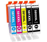 580XXL 581XXL Compatible Ink Cartridges replacement for Canon PGI580 CLI581 PGI-580XXL CLI-581XXL for Canon PIXMA TS6350 TS705 TS8350 TS8351 TS6351 TS9550 TS9551C TR8550 TS8150(5-Pack PGBK/BK/C/M/Y)