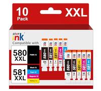 580XXL 581XXL Ink Cartridges 10-Pack, Compatible for Canon 580 & 581, PGI-580 CLI-581 for Pixma TS705 TS6350 TS6250 TS8250 TR8550 TS6351 TS6251 TS8500 TS8252 TS9150