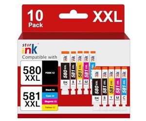 580XXL 581XXL Ink Cartridges 10-Pack, Compatible for Canon 580 & 581, PGI-580 CLI-581 for Pixma TS705 TS6350 TS6250 TS8250 TR8550 TS6351 TS6251 TS8500 TS8252 TS9150