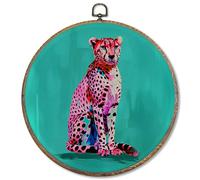 581cz-ygh-cheetah Home & Kitchen, Wall Art, Posters & Prints, Round Wall Art Decor Framed