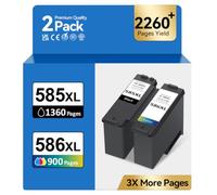 585XL+586XL - 2260+ Pages Replacement for Canon 585 and 586 Ink Cartridges | PG-585XL CL-586XL Printer Ink Compatible with Pixma TS7640i TS7650i TS7740i TS7750i