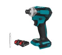 588Nm Cordless Electric Impact Brushless Wrench 5 Speed Screwdriver Power Tool 1/4" with 3 LED Light for Battery Impact Powerful Efficient Performance(Two 3.0BAT Plastic)