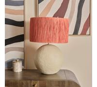 58cm Natural Papier Mache Style Table Lamp With Rust Raffia Shade rust