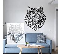 58cm Wolf Head Swirling Fur Stencil for Furniture Painting Reusable Wall Art Template Boho Decor Design S576