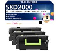 58D2000 Toner Cartridge Replacement for Lexmark MS823 MS825 MX822 MS822 MX725 MX826 Printers, 7500 Pages,Black-3 pack