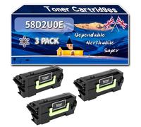 58D2U0E Toner Cartridges Compatible for Lexmark MS825dn MS826de MS823n MX722adhe MS725dvn MX722ade Printers, High-Definition Printing Effect with Chip, 65000 Pages (3 Pack Black)