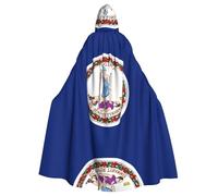 58inch Cloak With Hood, Flag Of Virginia Unisex Full Length Hooded Cape Halloween Party Cosplay Costume Cloak