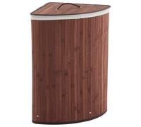 58L Bamboo Laundry Basket, Corner Laundry Hamper with Washable Liner, Foldable Washing Baskets, Corner Storage Basket with Lid and Handles for Laundry Room Bedroom