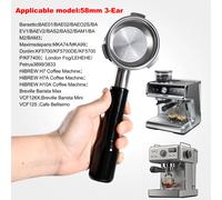 58mm 3-Ear For Hibrew h7 h7a h10a Espresso Bottomless Portafilter Breville Barista Max/Mini/Signature Brew Basket Barista Tools 58MM 3 Ears-Black