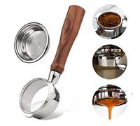 58mm 3 Ears Stainless Steel Bottomless Naked Portafilter Wooden Coffee Handle Cup Filter Basket Replacement for BA101 BA102 Calphalon Temp IQ