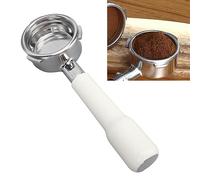 58mm Bottomless Portafilter, 3 Ears Stainless Steel Espresso Bottomless Portafilter Coffee Handle Cup Filter Basket Replacement for Barsett Coffee Machine (White)