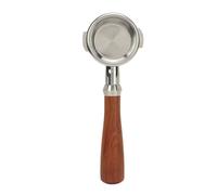 58mm Coffee Bottomless Portafilter Solid Wood Handle for E61 - Ergonomic Grip, Super Fine Hole Filtration, Durable Stainless Steel