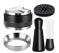 58mm Espresso Coffee Accessories Kit 3 Piece Heavy Duty Coffee Distributor and Tamper WDT Tool Magnetic Dosing Funnel Fits 58mm Breville Machines