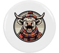 58mm 'Highland Cow In Tartan' Medium Button Pin Badge (BB00126174)