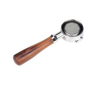 58MM Portafilter Wood Coffee Machine Bottomless Filter Portafilter, Compatible for Expobar/Rocket, Wooden Handle Accessory E61 Universal.(58mm-2Ears-E)