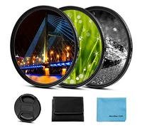 58mm Star Filter 3 Pieces Starburst Lens Filter(4 Points,6 Points,8 Points) with Centre Pinch Lens Cap for Canon Nikon Sony Olympus Pentax Tarmon Sigma and Other DSLR Cameras + 3 Slot Filter Pouch