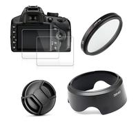 58mm UV Filter + EW63 Lens Hood + Cap + 2x Glass Screen Protector, For Canon EOS 200D Mark II 250D For Rebel SL2 SL3 18-55mm Lens (Size : 250D)