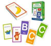 58PCS Alphabet Flash Cards, First Words Flash Cards, Eco-Friendly Double-Sided Laminated Card for Toddlers Age 1-2-3-4, Bright Colorful Design for Speech & Cognitive Development