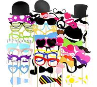 58PCS Colorful Props On A Stick Mustache Photo Booth Party Fun Wedding Birthday Party Fun Games Selfie Christmas Aniversary