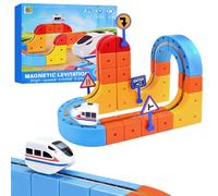 58pcs Electric Train Set, DIY Cube Track, Magnetic Train Track Set, with Gravity-Defying Motorized Train, 3D Embedded Layouts, Building Car Track Toys, Gravity-Defying Building DIY Toy Gifts